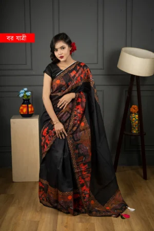 BOR JATRI Digital Printed Silk Saree